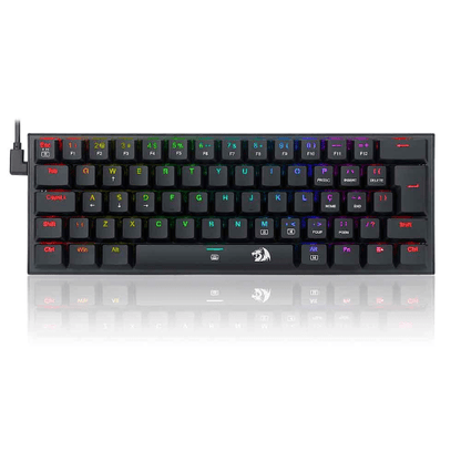 TECLADO MECANICO GAMER REDRAGON ANIVIA PRETO RGB COM SWITCH MARROM ABNT-2 K614-RGB (PT-BROWN)