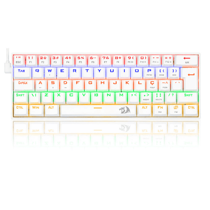 TECLADO GAMER REDRAGON LAKSHMI RAINBOW BRANCO SWITCH AZUL - K606W-R