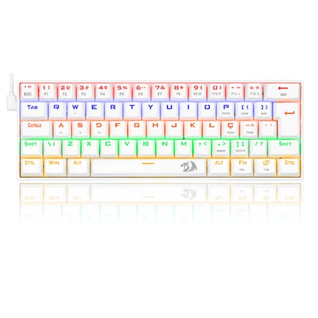 TECLADO GAMER REDRAGON LAKSHMI RAINBOW BRANCO SWITCH AZUL - K606W-R