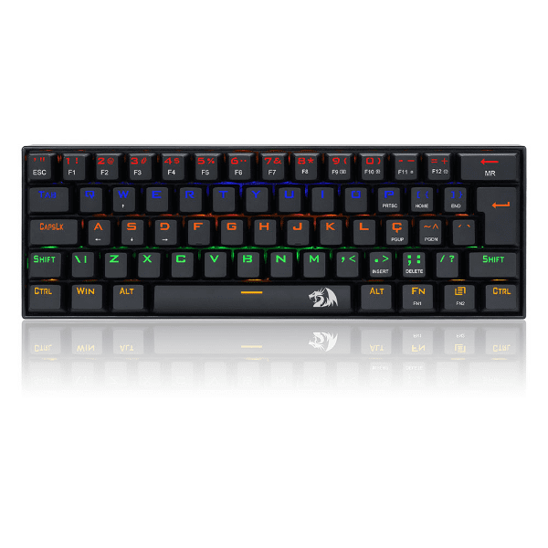 TECLADO GAMER REDRAGON LAKSHMI RAINBOW PRETO SWITCH AZUL - K606R