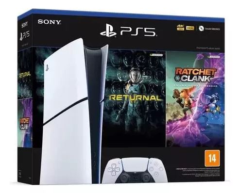 Console Sony Playstation 5 Slim Digital (USB/HDMI/1TB SSD/com 2 Jogos Returnal e Ratchet&Clank) Branco