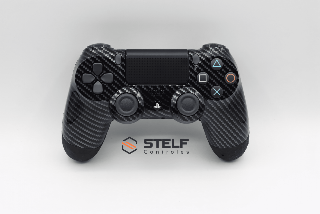 Controle Ps4 com Grip Black Carbon Stelf