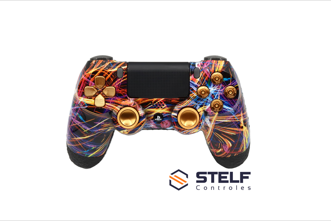 Controle Ps4 com Grip Limited Gold Abstract Light Stelf
