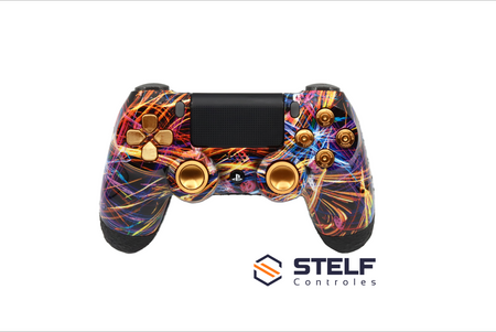 Controle Ps4 com Grip Limited Gold Abstract Light Stelf